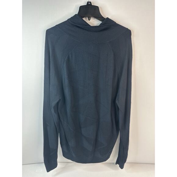 Armani Exchange Sweater Mens 2XL Navy Blue Geometric Cowl Neck Lightweight ￼ - Picture 2 of 6